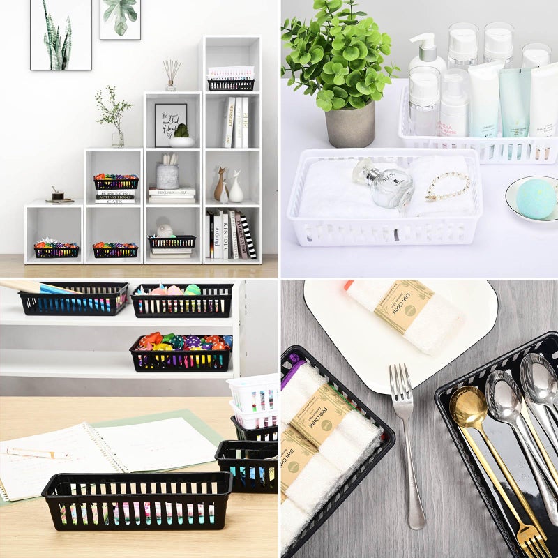 whillar Slim Pencil Organizer Storage Container Color Pencil Marker Crayon Small Plastic Storage Basket Container Tray box for Office Classroom Home(9 Pack) - Image 2